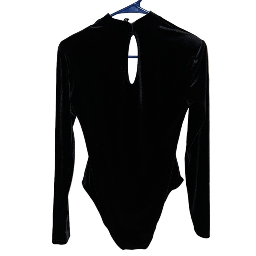 H&M Black Velvet Long-sleeve Bodysuit